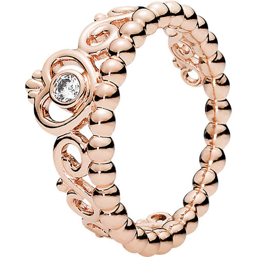 14k Rose gold-plated tiara ring with clear cubic zirconia