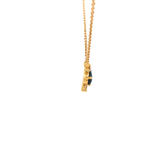 Pear Black Sapphire Necklace in Yellow Gold