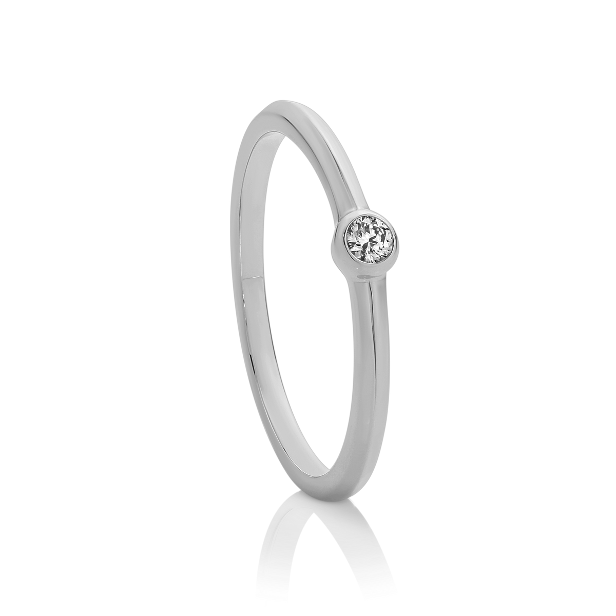 Bezel Set Diamond Dress Ring in 9ct White Gold