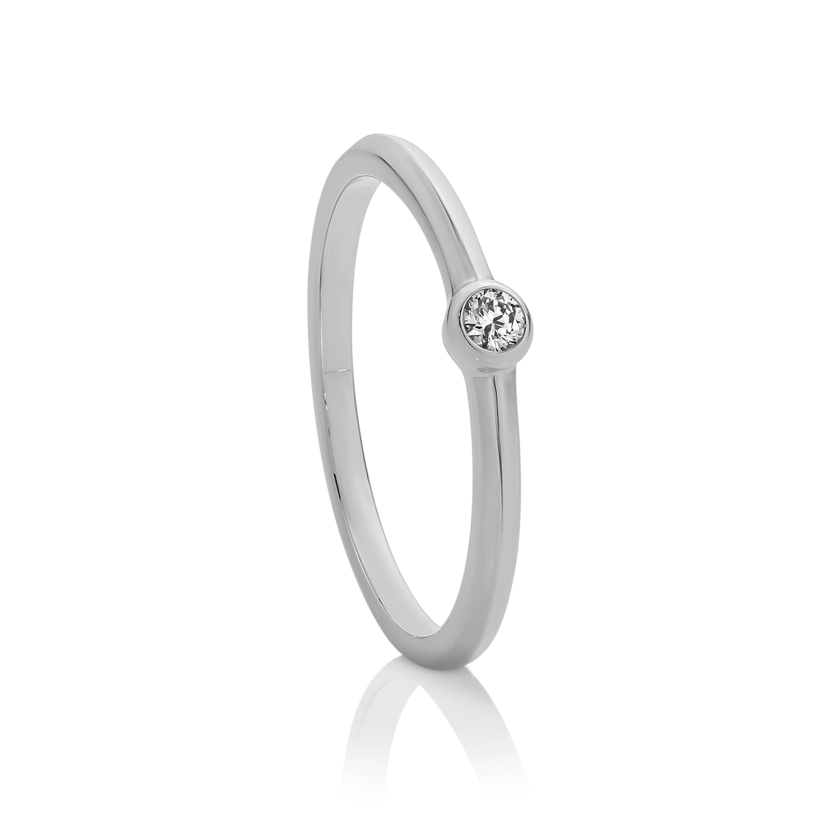 Bezel Set Diamond Dress Ring in 9ct White Gold