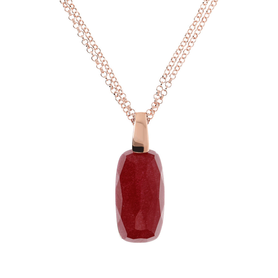 Bronzallure Incanto Scrabble Necklace with Natural Red Quartz Stone
