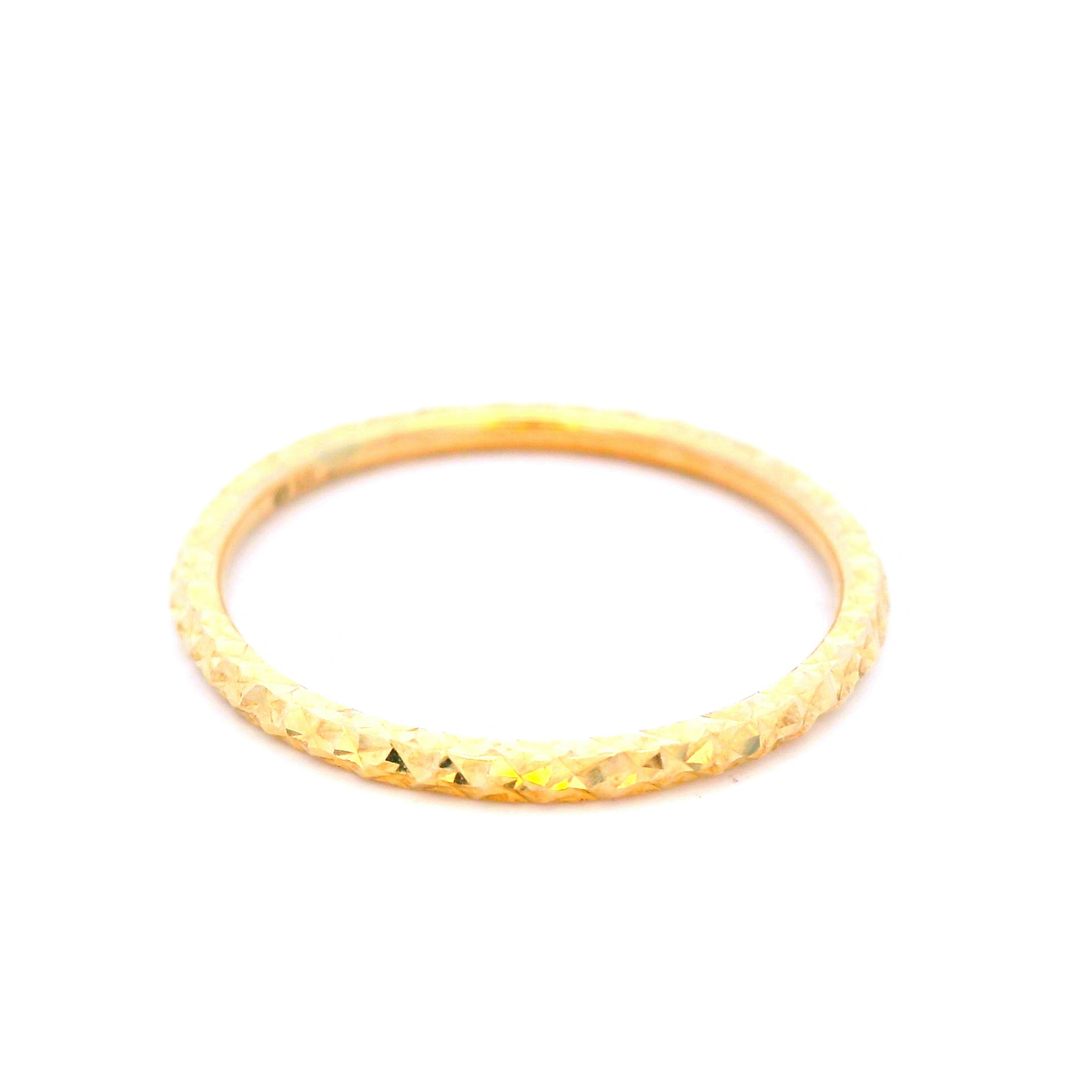 Yellow Gold Solid Diamond Cut Stacker Ring Size N