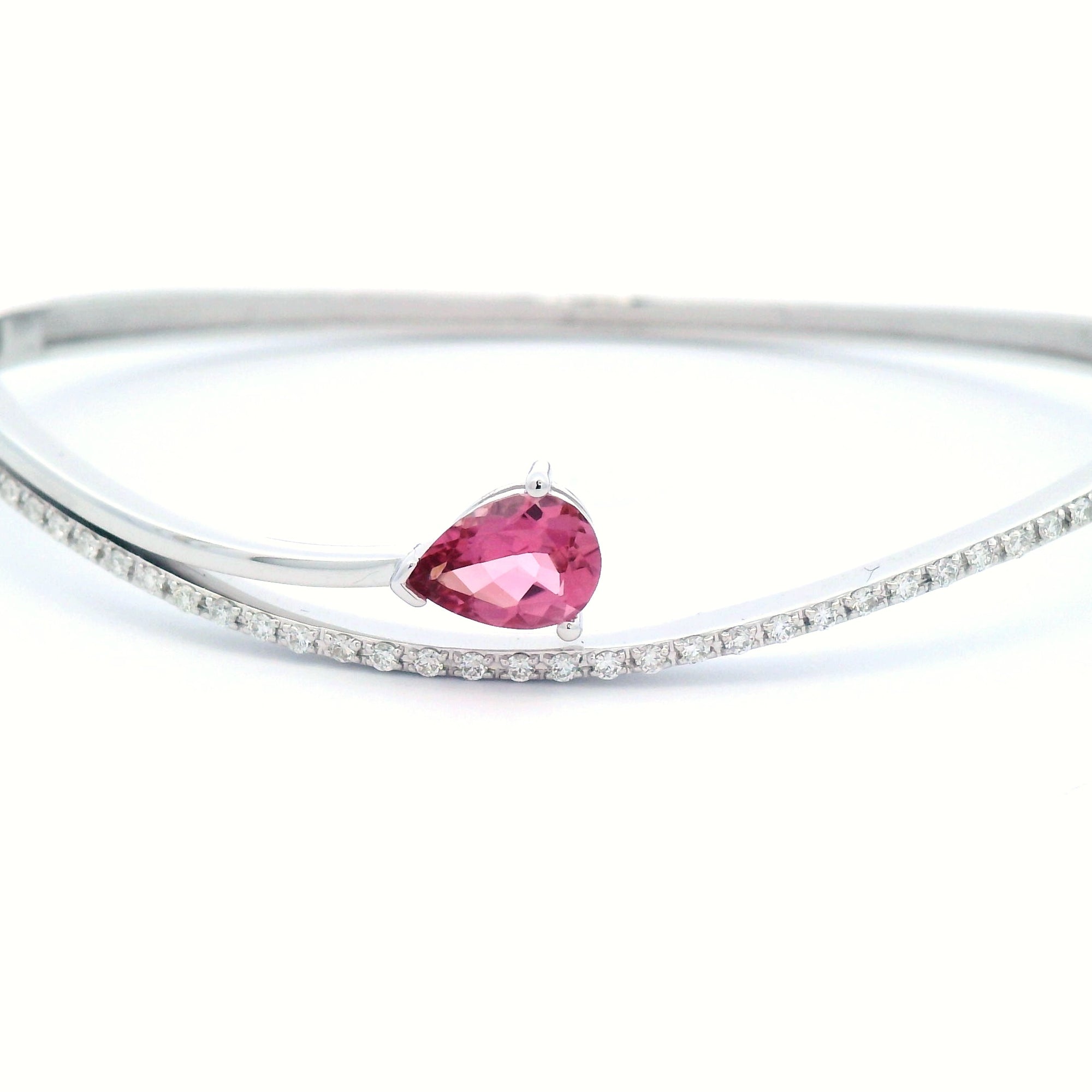 Pink Tourmaline Bracelet Set in White Gold