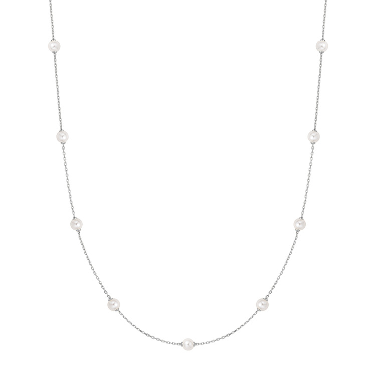 Ania Haie Silver Shell Pearl Station Chain Necklace