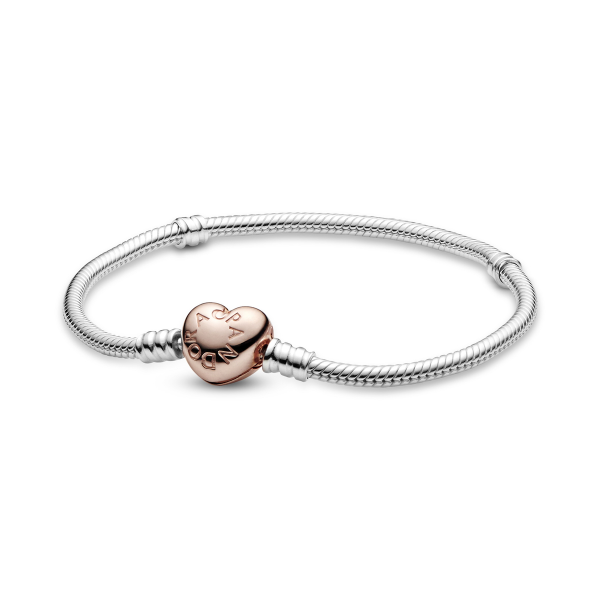 MOMENTS Silver Bracelet w PANDORA Rose Heart Clasp