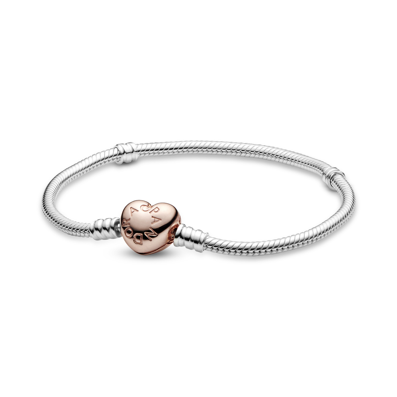 MOMENTS Silver Bracelet w PANDORA Rose Heart Clasp