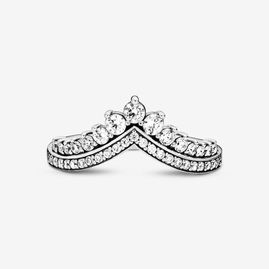 Tiara wishbone 14k gold-plated ring with clear cubic zirconia