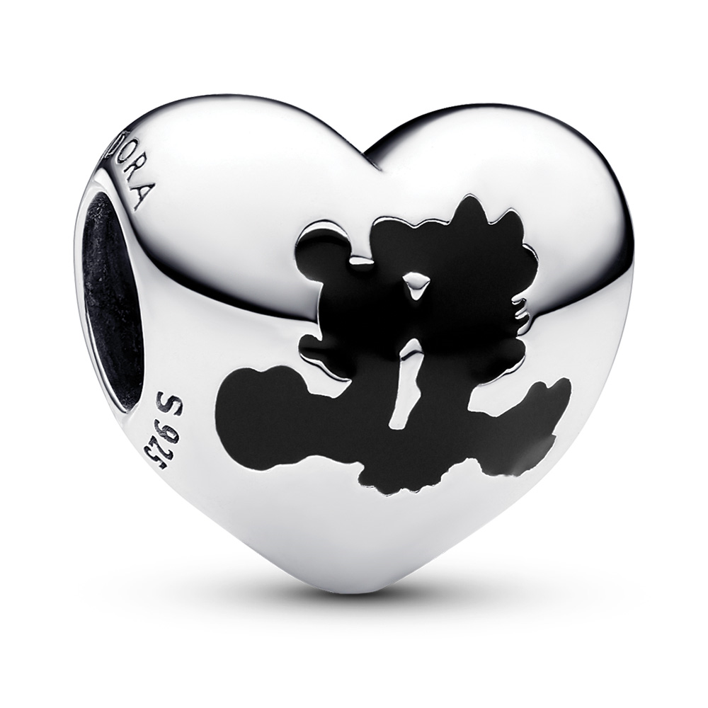Disney Mickey and Minnie sterling silver charm with red and black enamel