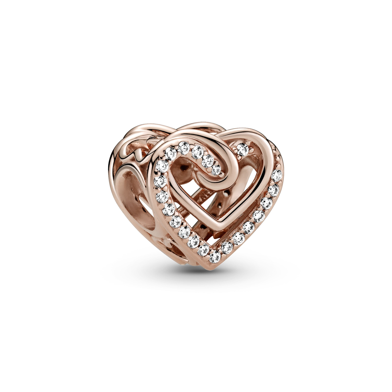 Heart Pandora Rose charm with clear cubic zirconia