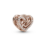 Heart Pandora Rose charm with clear cubic zirconia