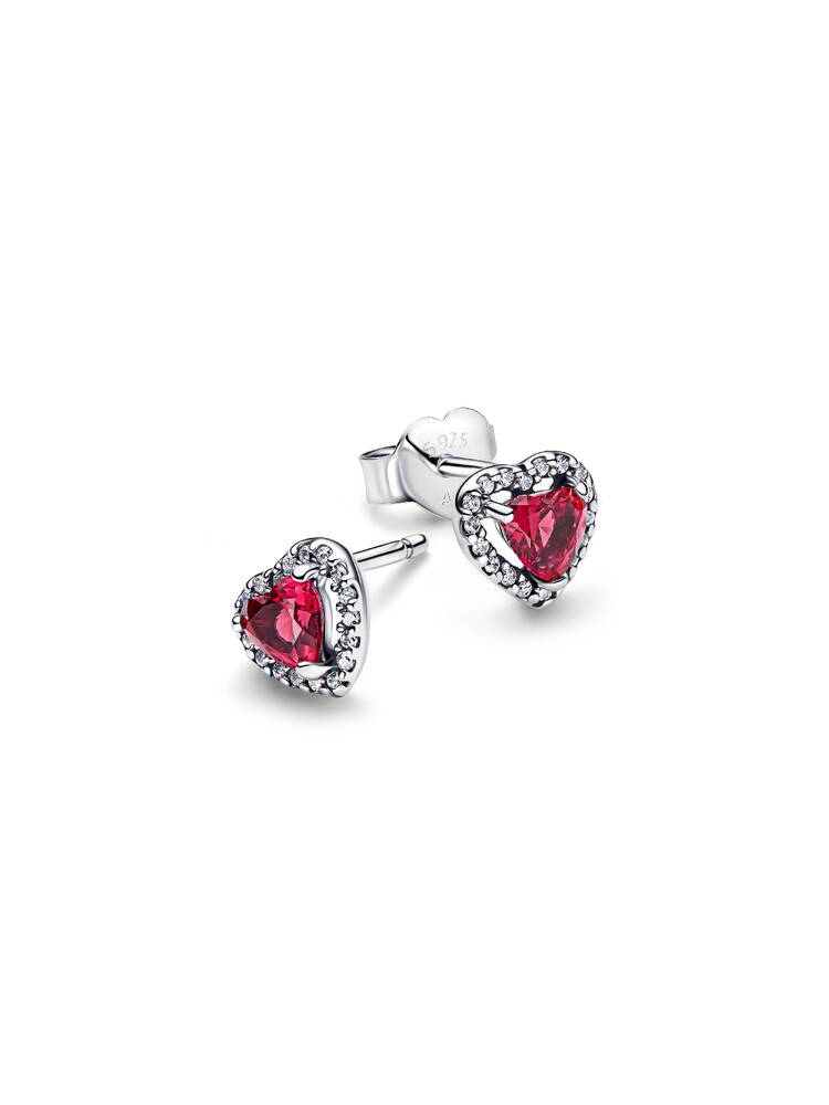 Pandora Elevated Red Heart Stud Earrings