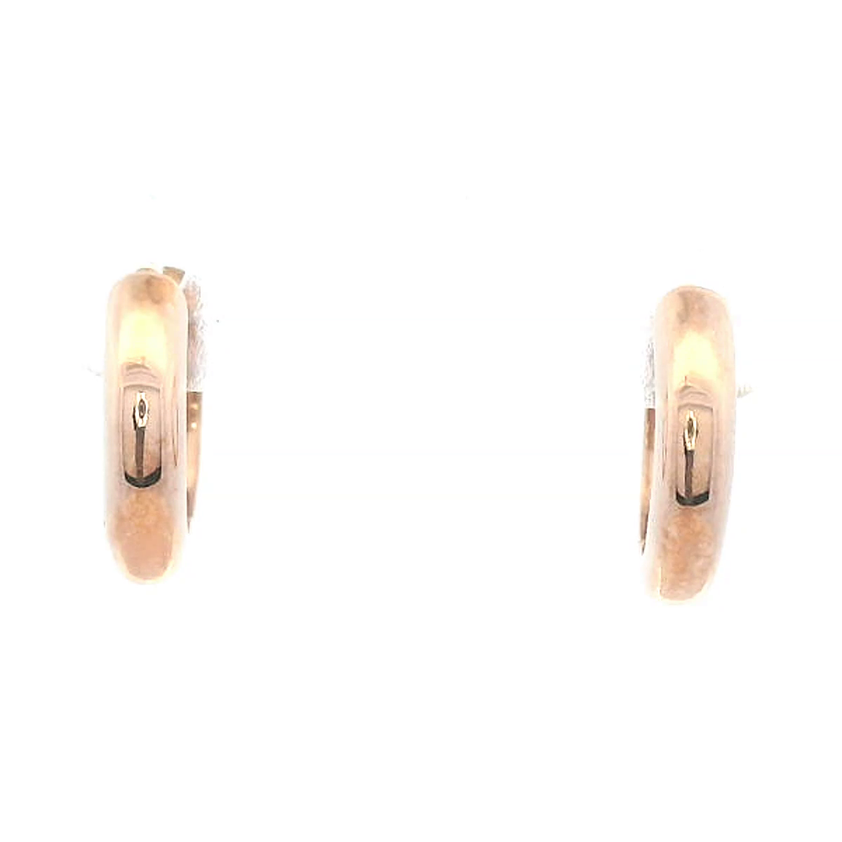 Small Flat Round Huggie Earrings in 9 Carat Rose Gold