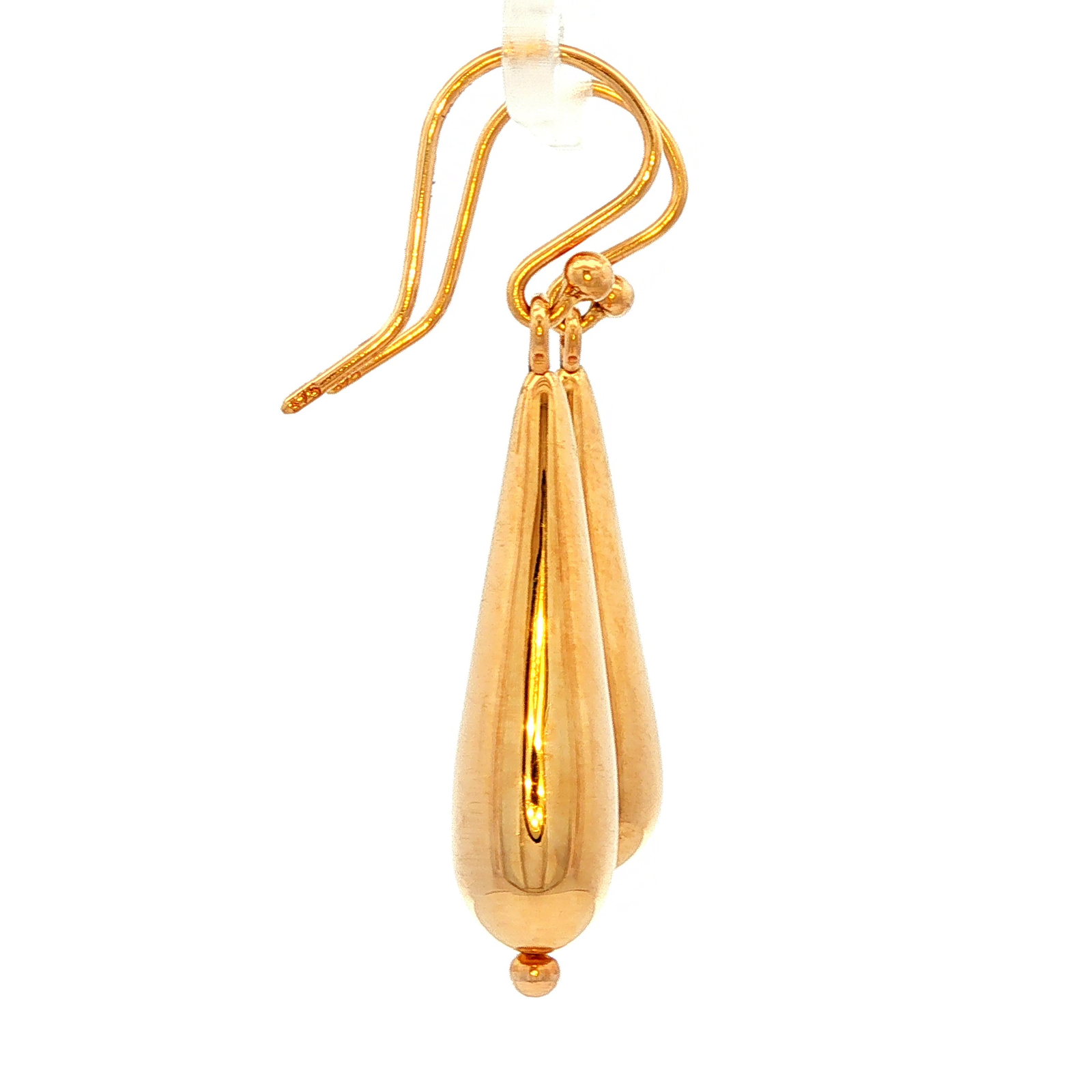Long Dome Drop Earring in Yellow Gold