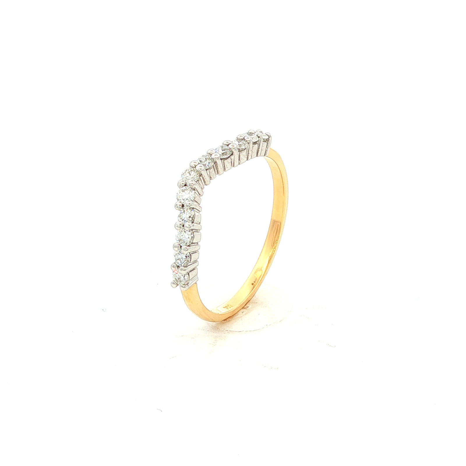 Natural Diamond Curve Claw Set Wedding Band in Yellow Gold