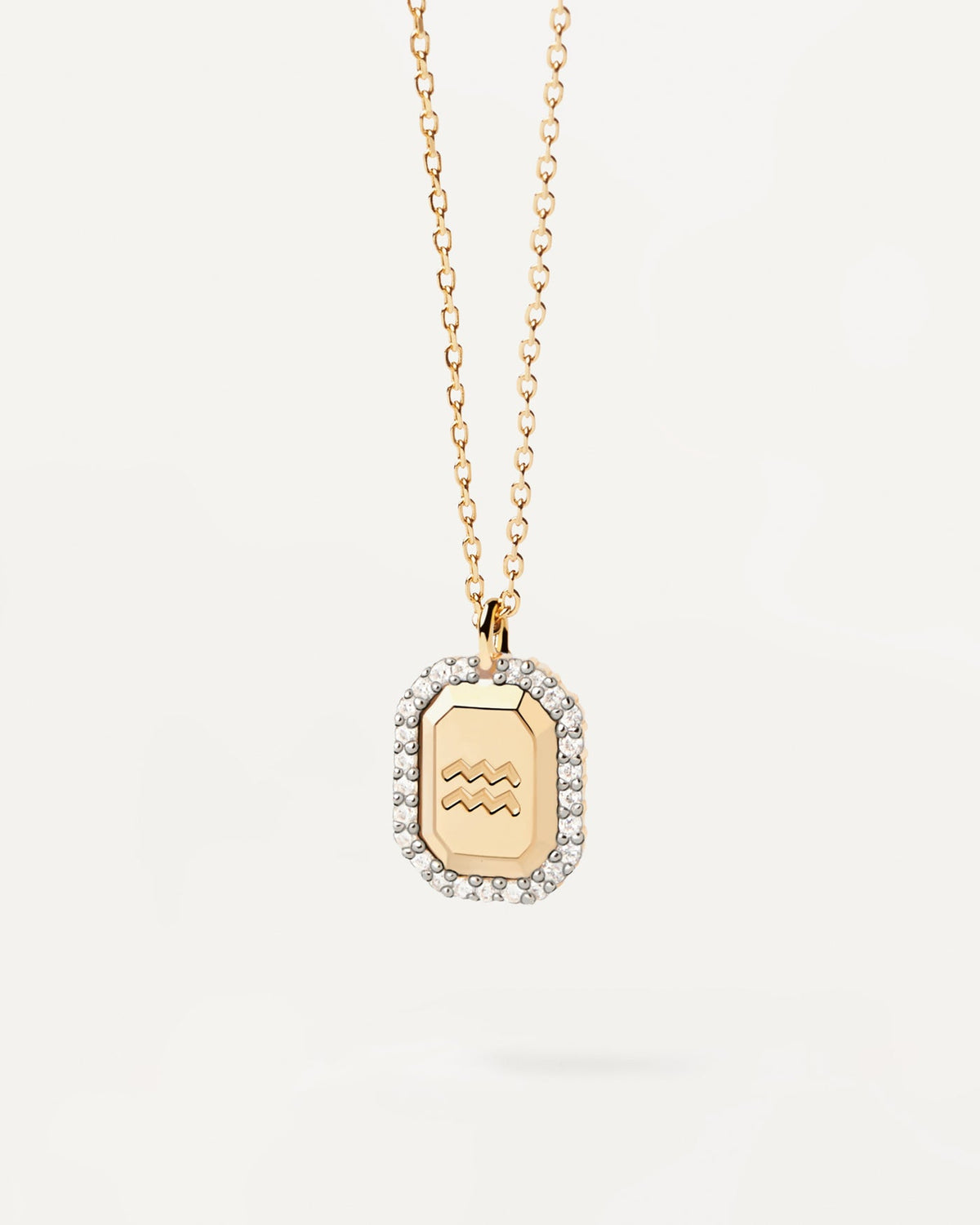 PDPAOLA Capricorn Necklace Engraved In Octagonal Pendant