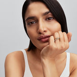 Sterling silver and 14k gold-plated ring with clear cubic zirconia