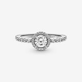 Round silver ring with clear cubic zirconia - 60