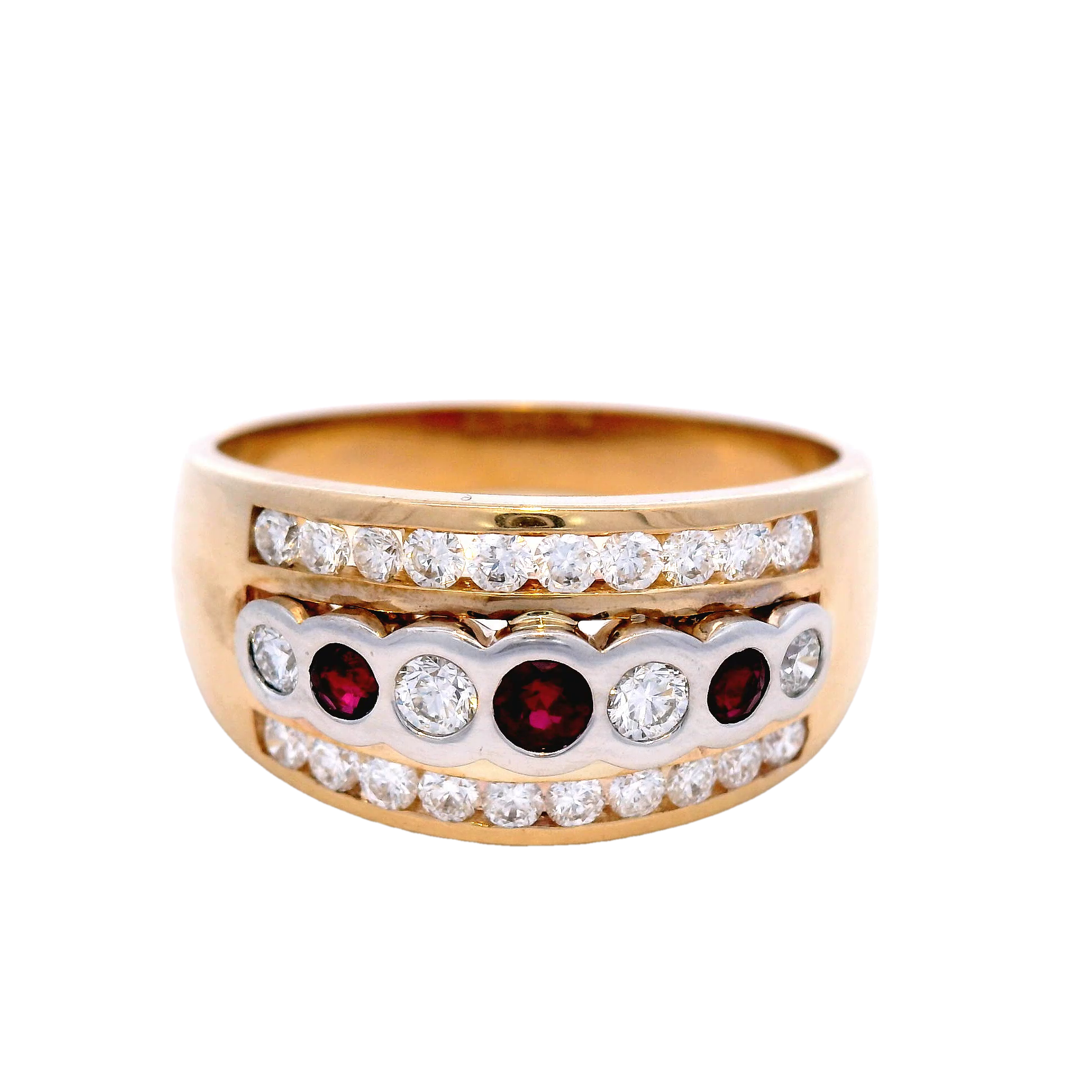 Natural Ruby and Diamond Dress Ring 9 carat Yellow Gold