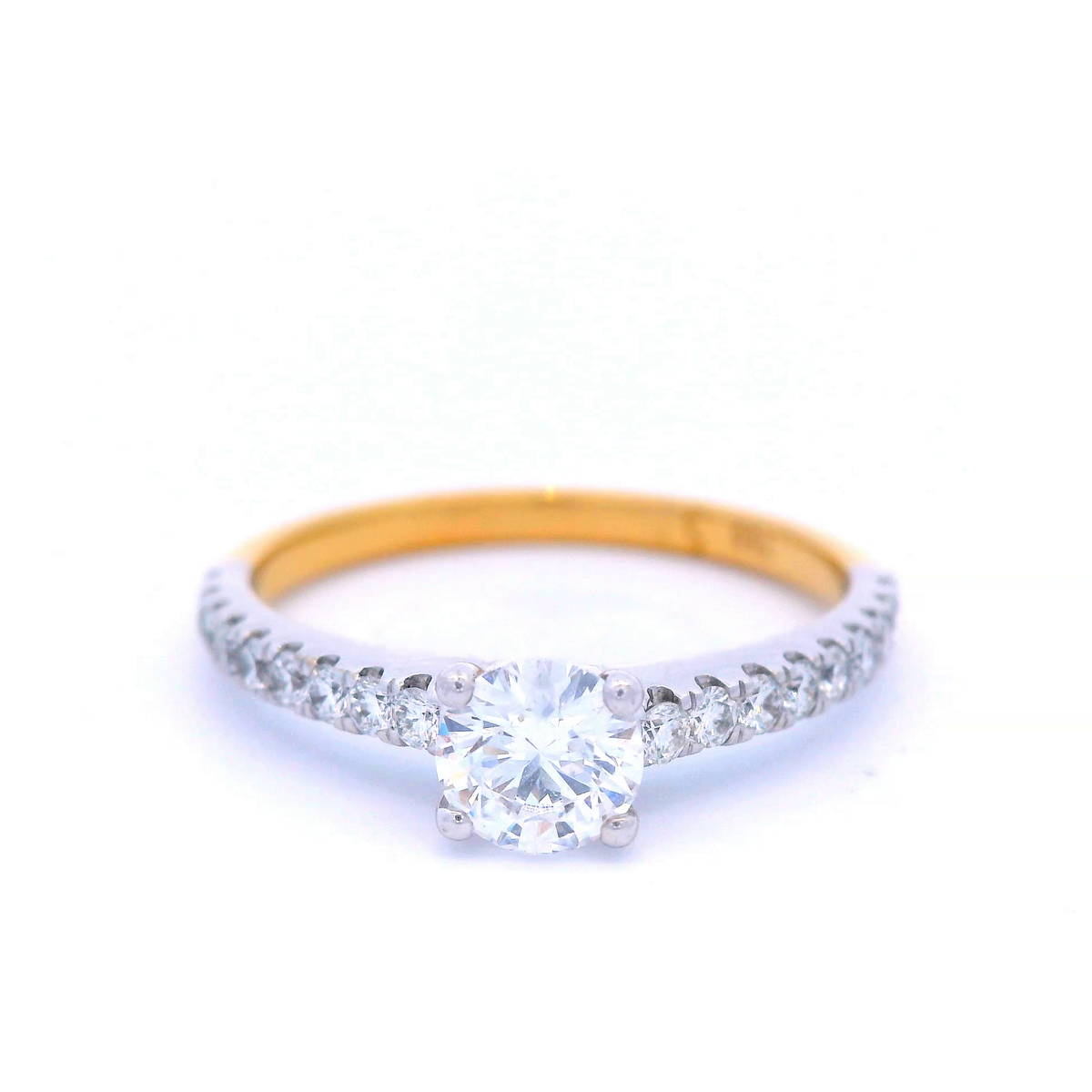 Round Brilliant Cut Diamond Set in a Two Tone White/Yellow Gold Ring