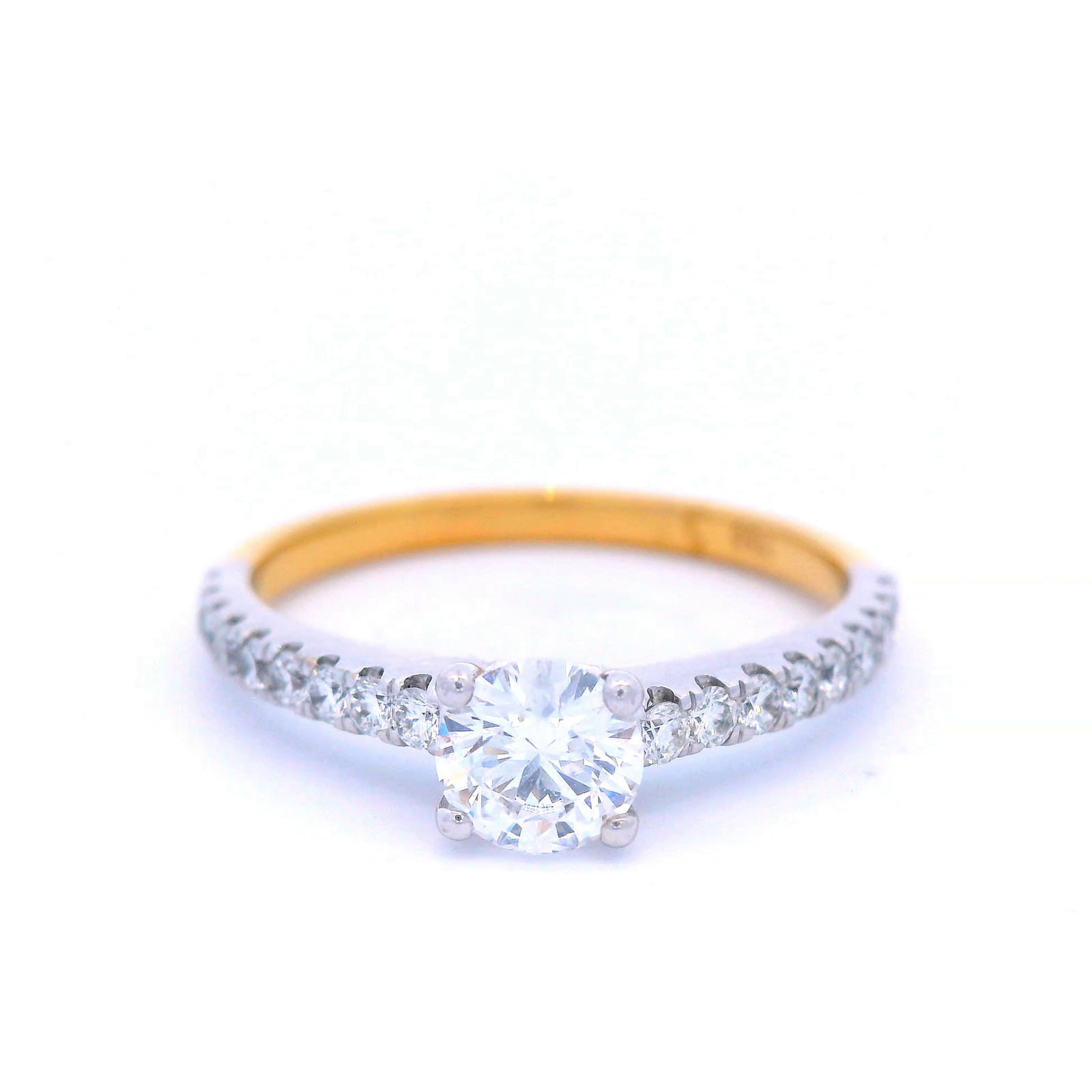 Round Brilliant Cut Diamond Set in a Two Tone White/Yellow Gold Ring