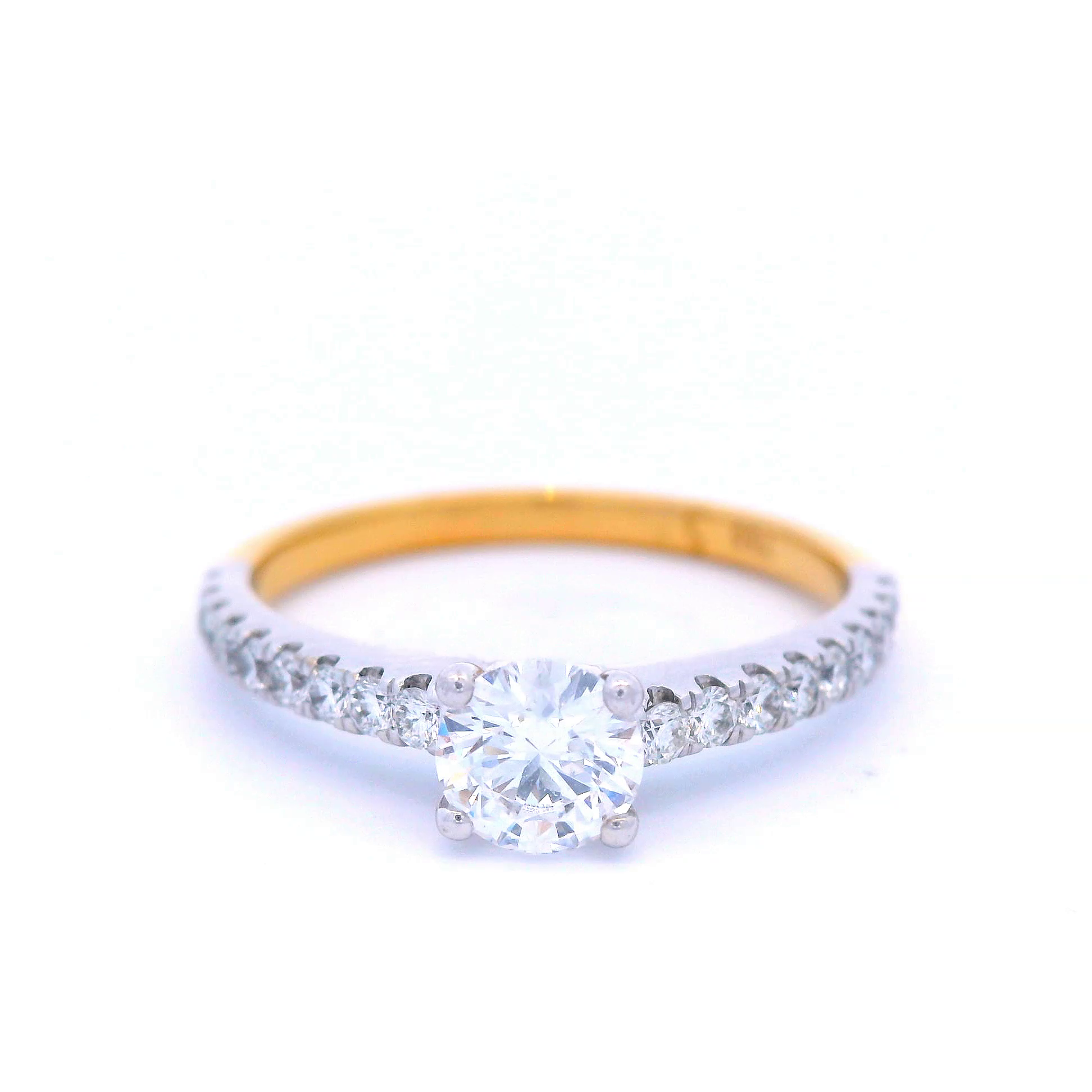 Round Brilliant Cut Diamond Set in a Two Tone White/Yellow Gold Ring