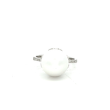 White Gold South Sea Pearl and Diamond Ring