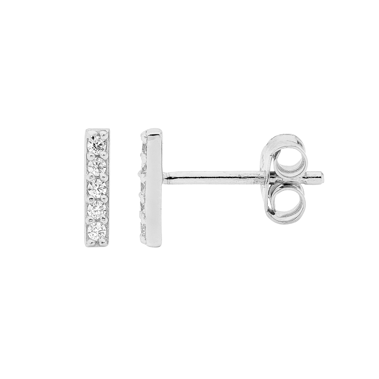 Ellani Sterling Silver 8mm Bar Earrings