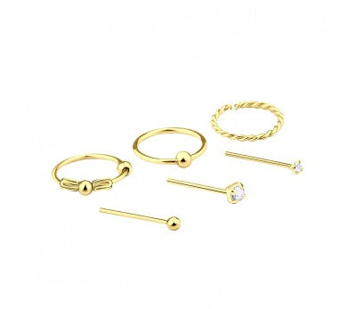 Gold Plated Mixed Nose Jewellery Set