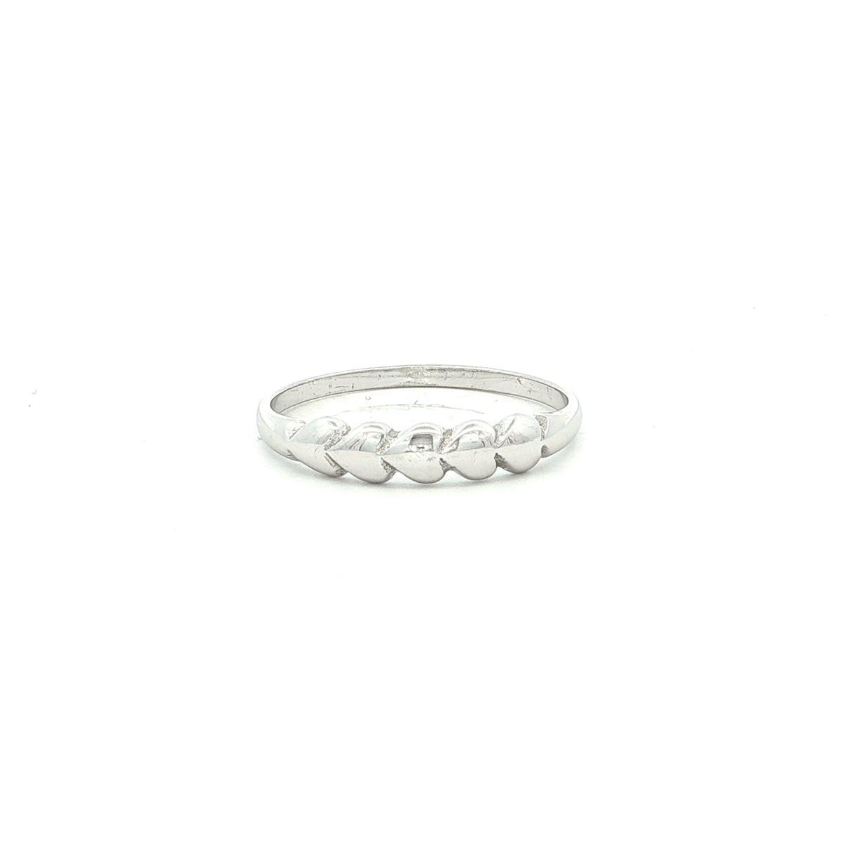 Solid Heart Dress Ring in White Gold