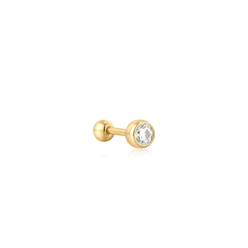 Ania Haie Single Gold Solitaire Cubic Zirconia Barbell
