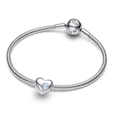 Pandora Engravable Sea Aqua Blue Stone Heart Charm