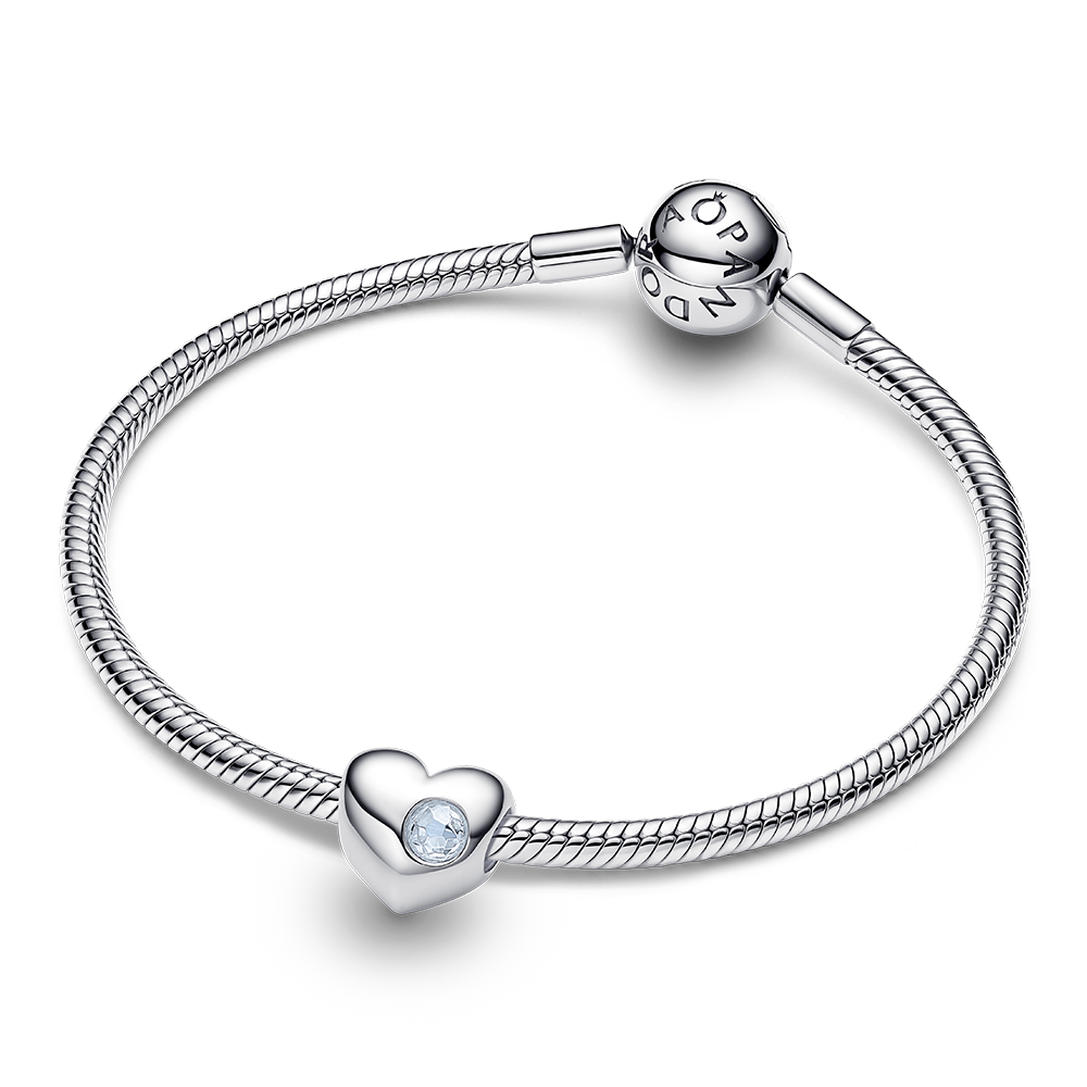 Pandora Engravable Sea Aqua Blue Stone Heart Charm