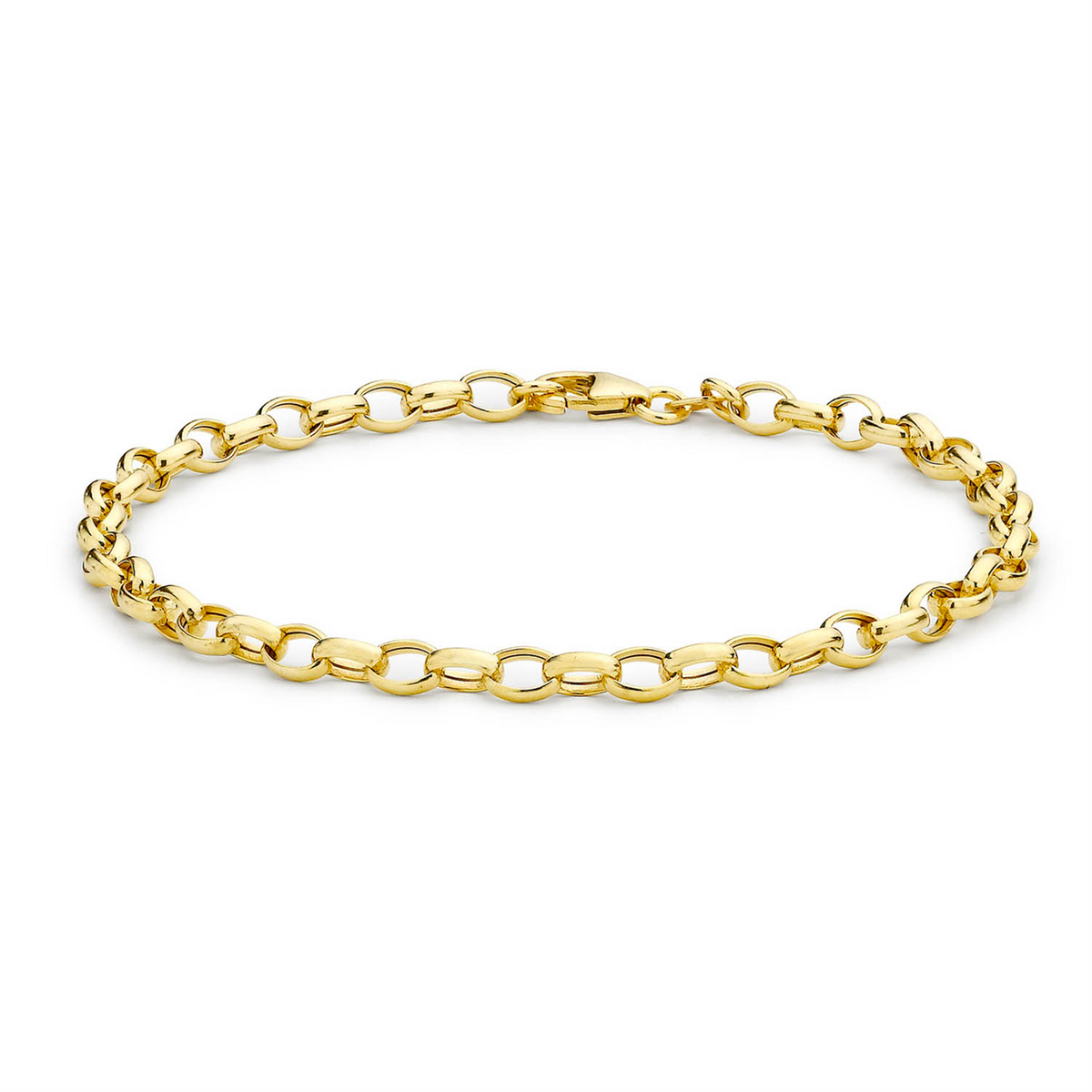 Hollow Oval Belcher Bracelet in 9 Carat Yellow  Gold
