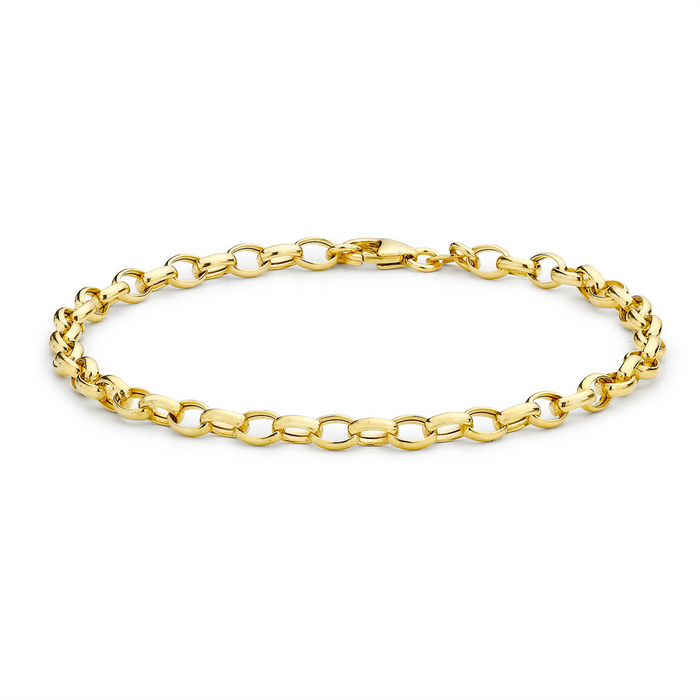 Hollow Oval Belcher Bracelet in 9 Carat Yellow  Gold