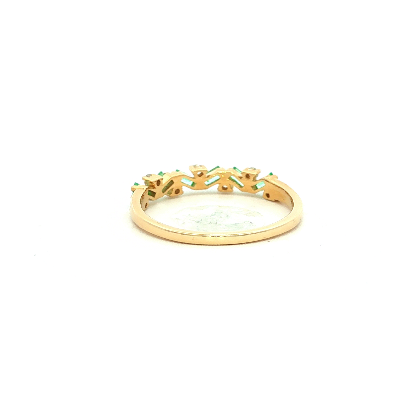 Emerald Baguette and Diamond Dress Ring in Yellow Gold