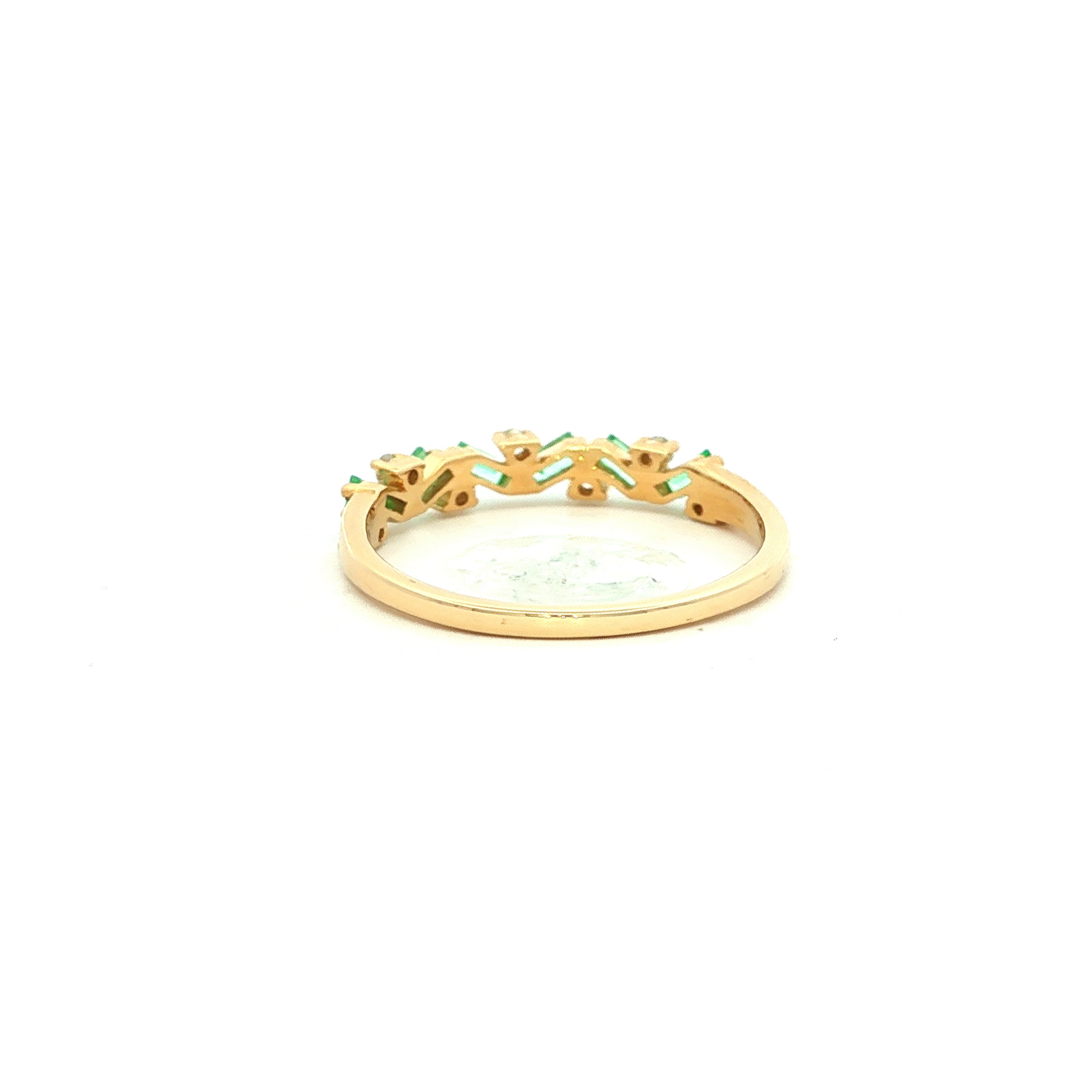Emerald Baguette and Diamond Dress Ring in Yellow Gold