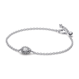 Sterling silver bracelet with clear cubic zirconia and sliding clasp