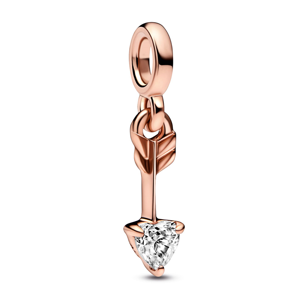 Pandora Arrow 14k rose gold-plated mini dangle with clear cubic zirconia