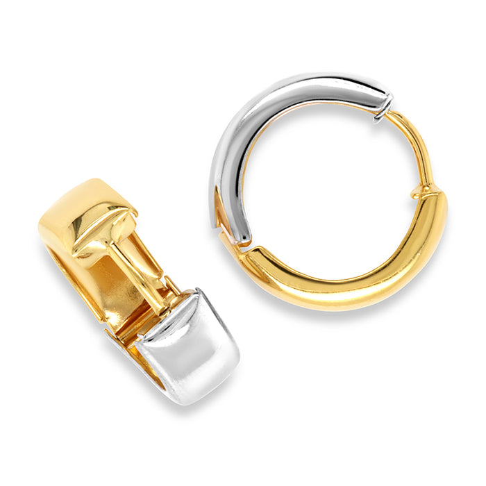 9ct YG and WG and Silver Bonded Huggie Earring