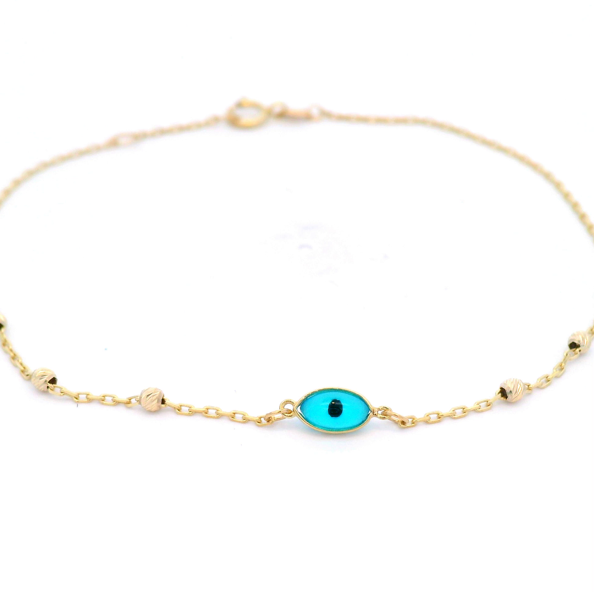 9K Yellow Gold Evil Eye Dc Ball Bracelet