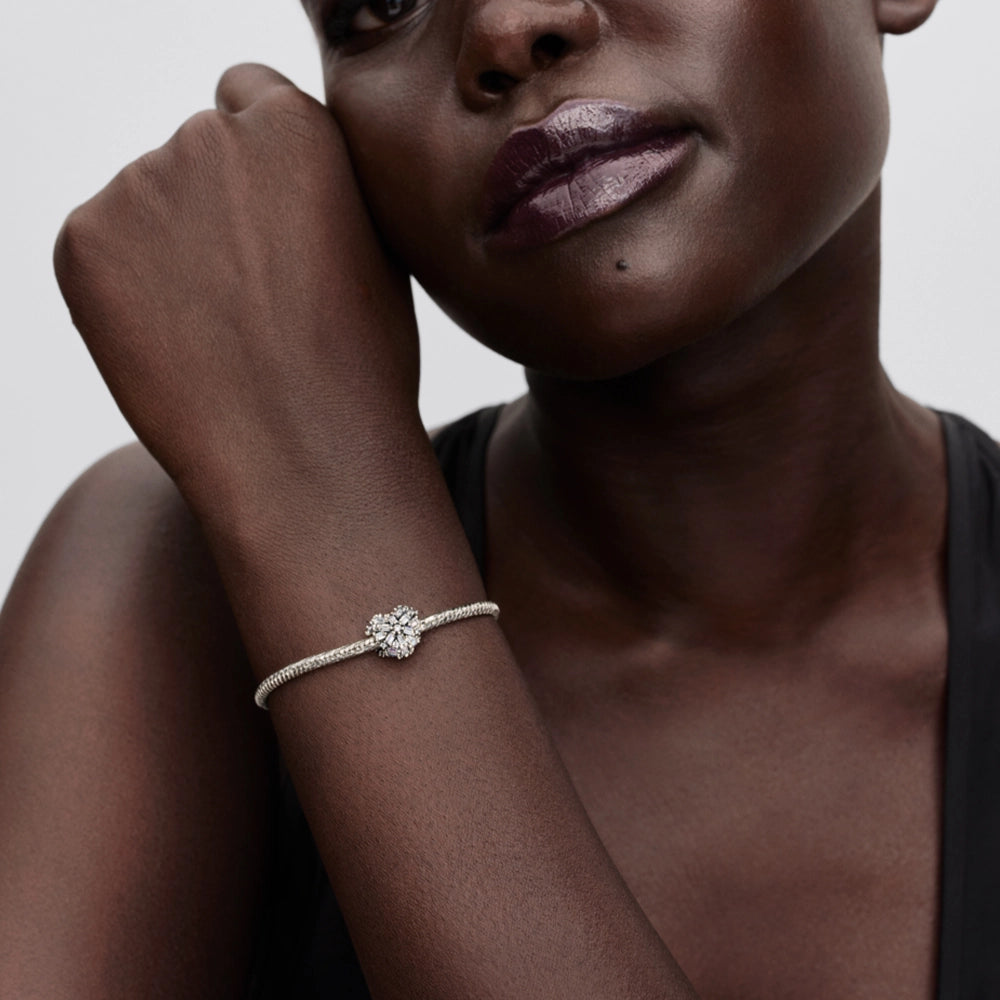 Heart sterling silver charm with clear cubic zirconia