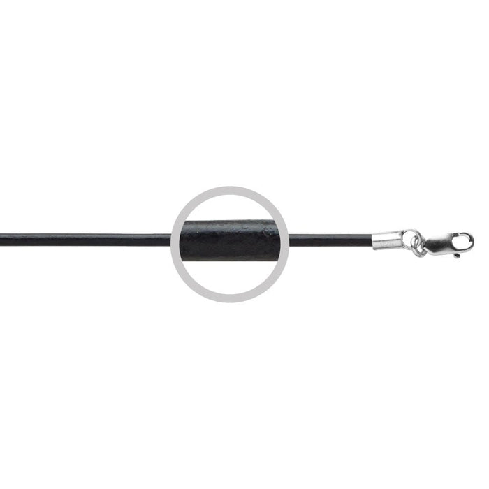 Black Leather 2mm Neck with Sterling Silver Clasp