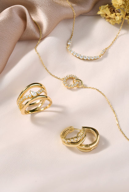 Anie Haie Gold Interlinked Circles Pave Necklace