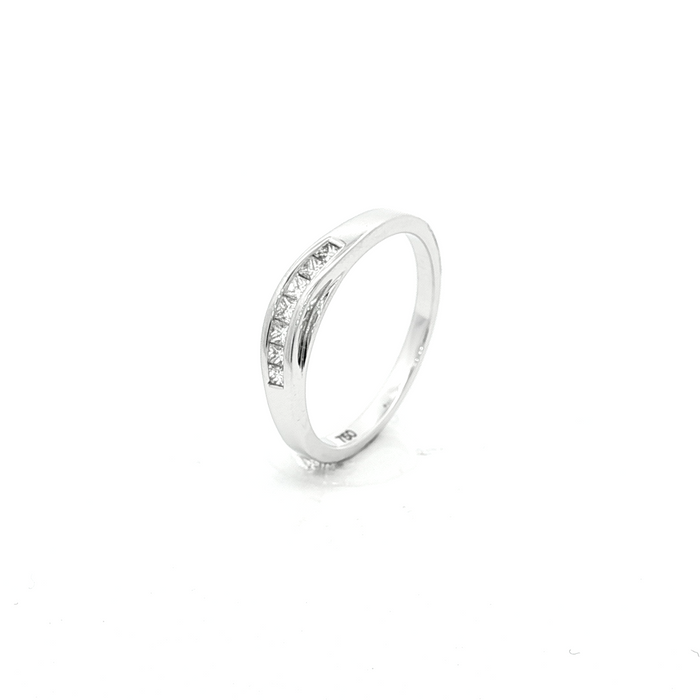 Diamond Princess Cut Channel Set Curved Eternity Ring in White Gold