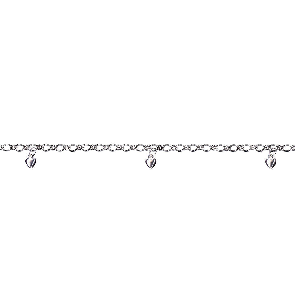Oval Figaro 3 Hearts Anklet