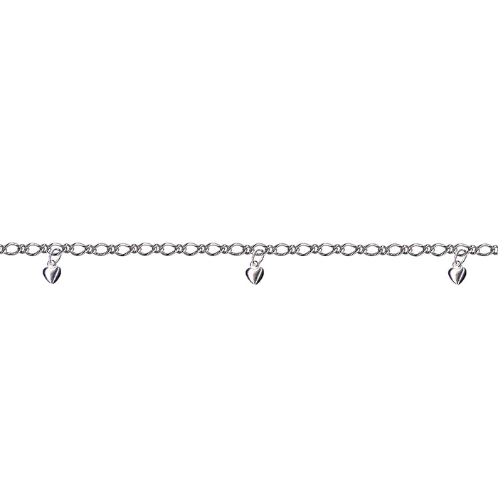 Oval Figaro 3 Hearts Anklet