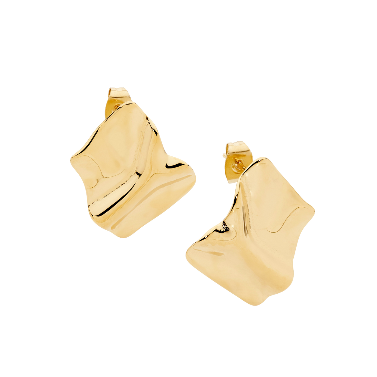 Stainless steel crease rectangle stud earrings