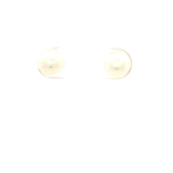 White Round Freshwater Pearl 7mm Earrings in Yellow Gold