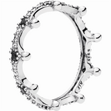 Pandora Enchanted Crown Silver Ring with Black Crystals & CZ