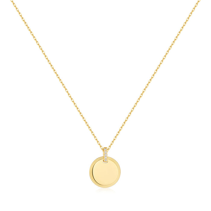 #4A CHIC SIL DISC CZ PENDANT N/L 45+5cm